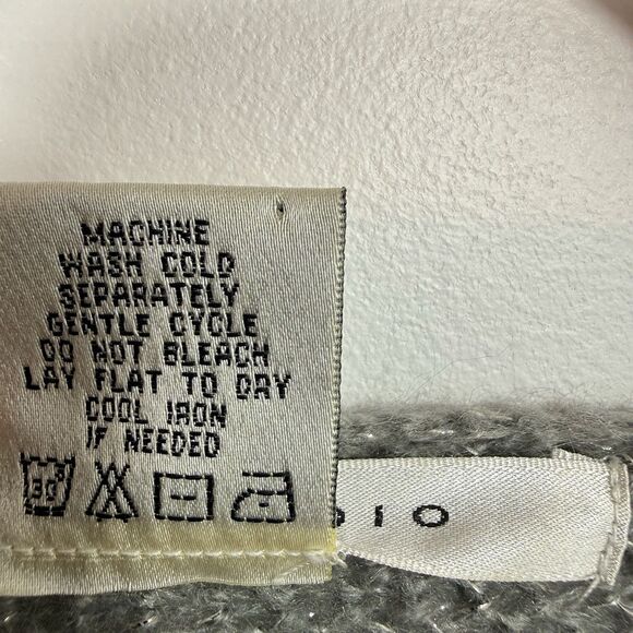 Max Studio Cable Knit Sweater XL Dolman Sleeve Silver Gray Metallic Winter Fall - Picture 8 of 11